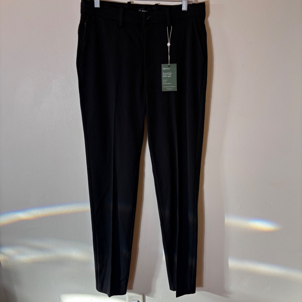 Quince‎ Mens Black Dress Pants Size 30x34 Flat Front Stretch Comfort NWT